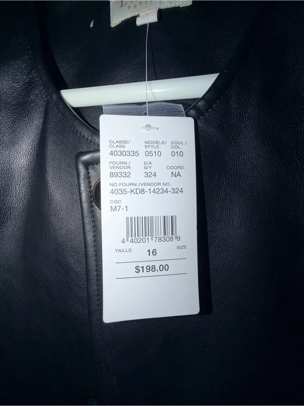 Faux Leather Black Bomber Jacket with Gold Zipper - Picture 6 of 6